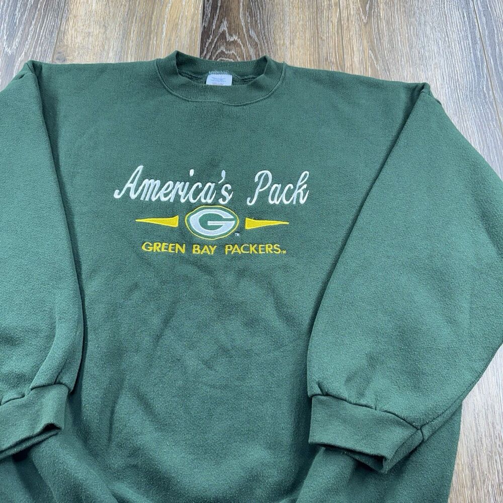 Vintage Green Bay Packers Sweatshirt Mens XXL Americas Pack Logo 7 NFL Football